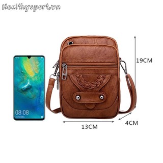 Phụ Nữ Màu Trơn Dây Kéo Da PU Mềm Túi Đeo Vai Mini Túi Messenger