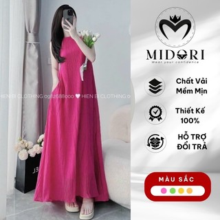 Đầm Maxi Dáng Dài Đi Biển 2 Dây Hở Lưng Chất Vải Đũi Mát Mặc Cho Mùa Hè SK9