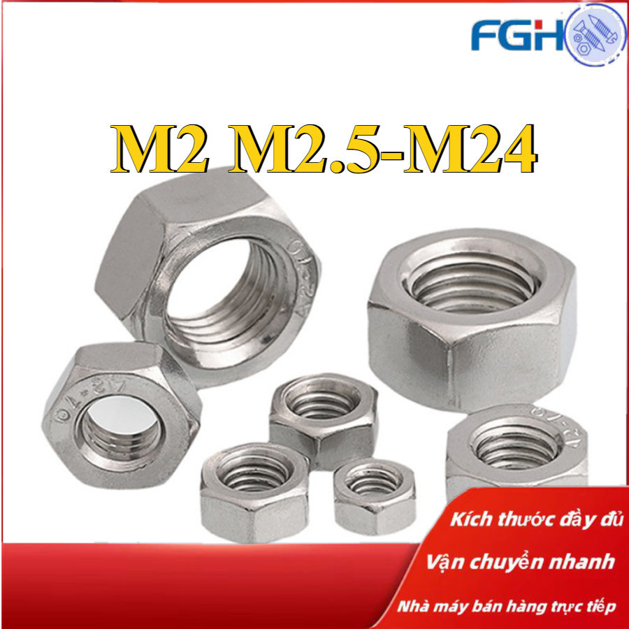 Tán Dẹp Ecu Inox 316,  Cho ốc ，loại tốt，Đai ốc inox, ốc vít M2 / M2.5-M24 [FGH-DM-1]