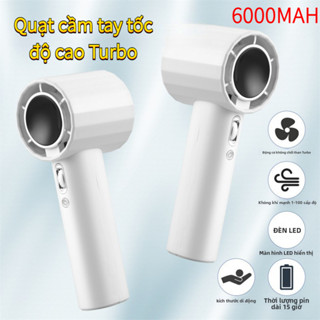 Quạt cầm tay cầm tay 6000mAh Quạt làm mát Mini USB có thể sạc lại Quạt Turbo Màn hình kỹ thuật số 100 Gear Tốc độ cao