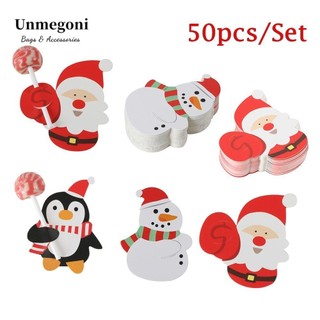 Unmegoni Bộ 50 tấm thiệp giấy gắn kẹo mút trang trí Giáng Sinh