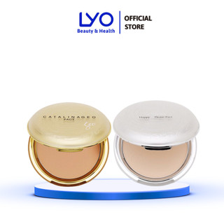Phấn Phủ Dạng Nén Geo Lamy Sempre Happy & Please Pact Trắng và Vàng (22g)