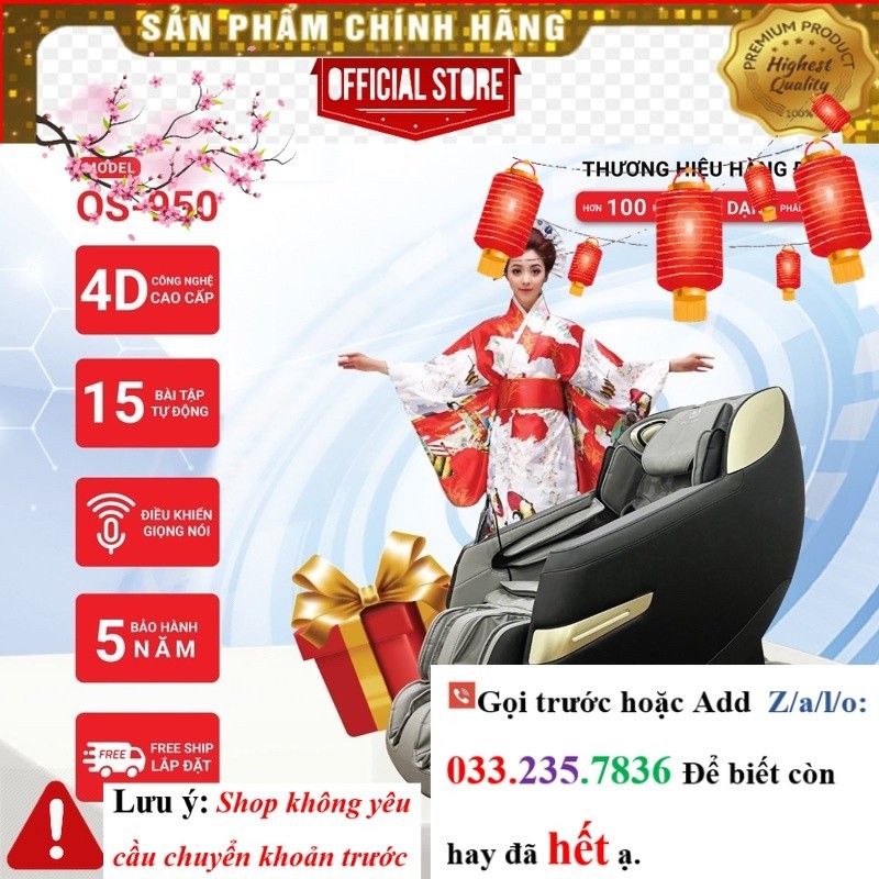 Ghế massage toàn thân Okinawa OS-950 4D+, trị liệu , điều khiển giọg nói - <NEw<