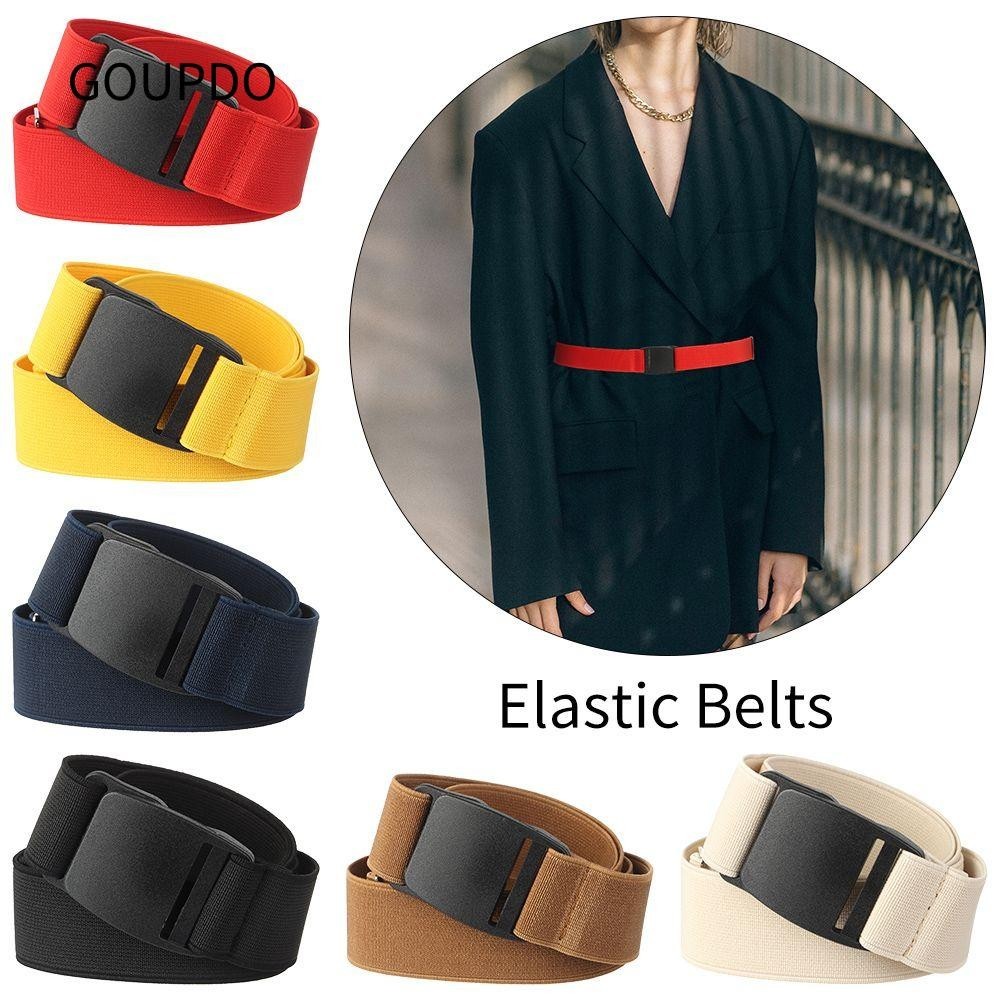 GOUPDO Thắt lưng thun Unisex Kẹp nhựa Khóa co giãn Dây thắt lưng trang trí