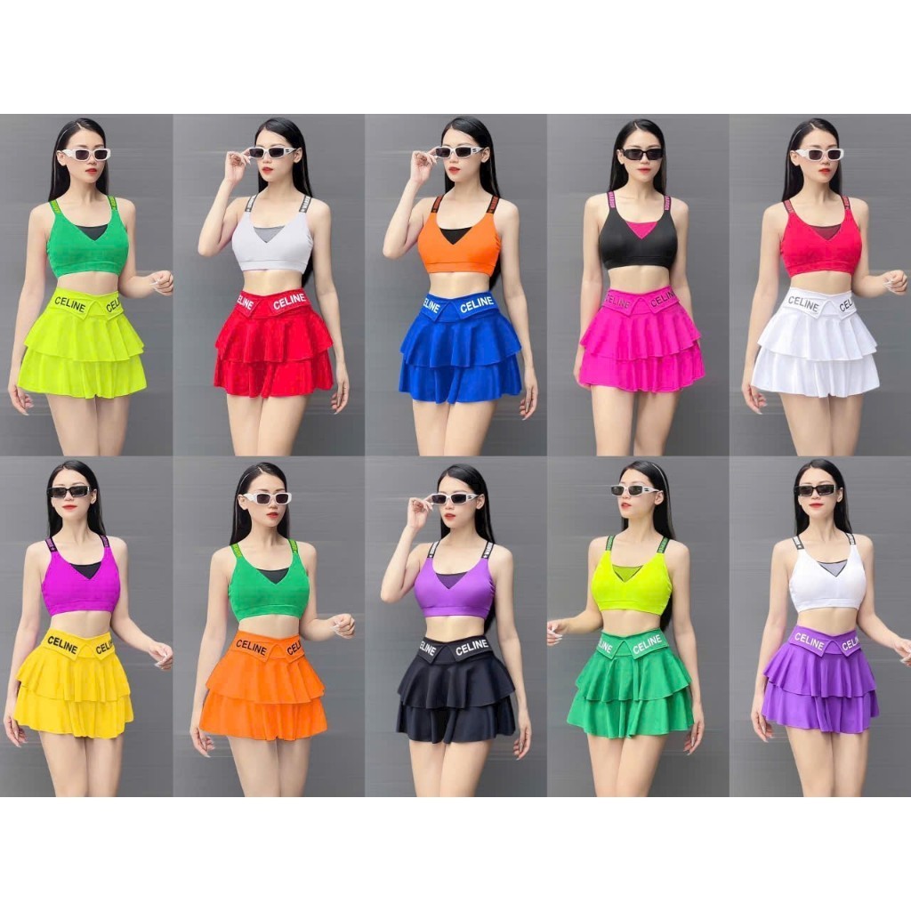 Chân váy tầng xoè VÁY CELINE TẬP ZUMBA, GYM ,AEROBIC
