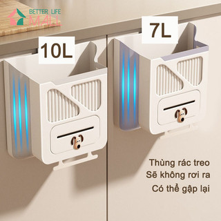 Thùng rác gấp treo tường, thùng rác treo tủ 10L / 7L không cần lỗ khoan