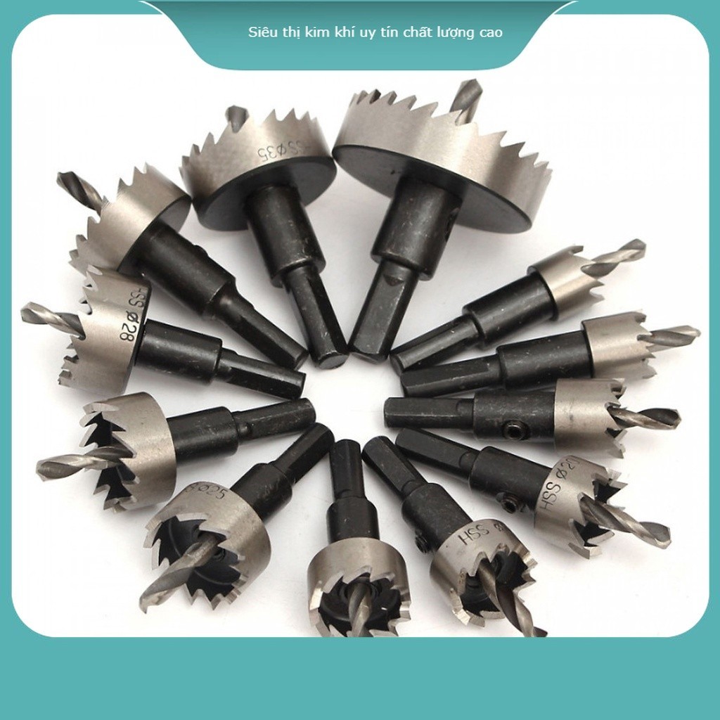 Đầu Mũi khoan khoét lỗ sắt nhôm nhựa tạo lỗ tròn phi 15 18 22 53 55 70mm, mũi khoét khoá đấm tay tròn cửa nhôm