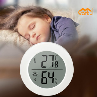 Nhiệt kế Mini WARKUL Máy đo độ ẩm tròn trong nhà LCD Nhiệt kế phòng Máy đo độ ẩm Kỹ thuật số Máy đo nhiệt độ phòng trong nhà