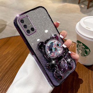 Ốp lưng Samsung A31 A51 A71 M51 điện thoại TPU 3D đầy màu sắc hình gấu hạt âm thanh nổi silicon mềm siêu mỏng mạ điện