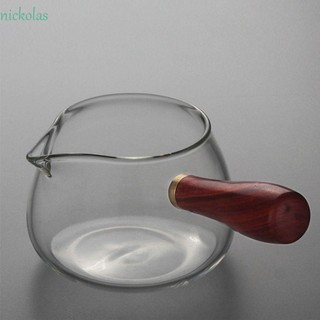  Nồi pha trà NICKOLAS Cốc trà chia sẻ thủy tinh phong cách Trung Quốc trong suốt Sữa 360ml Tay cầm bằng gỗ Kung Fu Bình trà trong suốt Ấm đun nước trà 