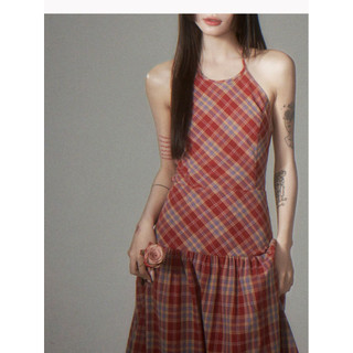 Shanmieleng Pháp Phong Cách Vintage Phong Cách Mới Niche Kẻ Sọc Màu Sắc Phù Hợp Với Áo Suspender Đầm Cổ Tích Phong Cách Dây Dây Đeo Váy Dài Nữ