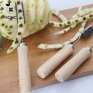 HCHC Dụng cụ tẩy hạt dứa, Dụng cụ gọt vỏ dứa bằng thép không gỉ cầm tay, Tay cầm bằng gỗ đa chức năng sáng tạo Kẹp đào mắt nhà bếp
