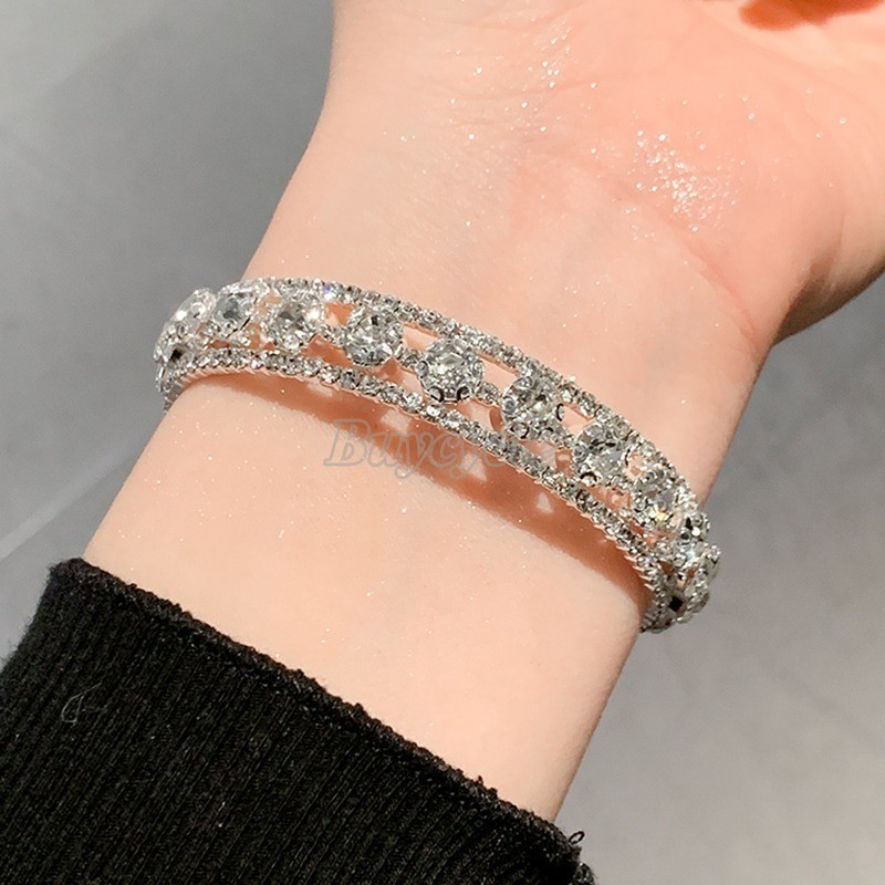 Vòng Tay Mở Đính Đá Pha Lê Toàn Phần Mới Cho Cô Dâu