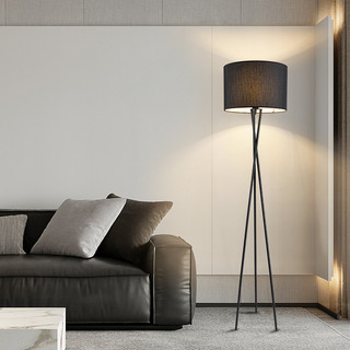 Ikee Đèn sàn hiện đại LED Trang trí phòng khách Đèn vải Bắc Âu Chân máy học tập Đèn sàn văn phòng