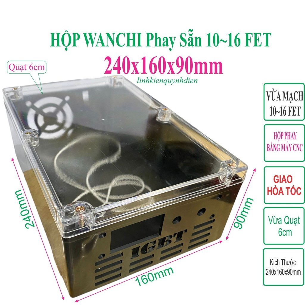 Hộp nhựa WANCHI Nắp trong khoan sẵn 240x160x90mm IGBT 10 đến 16 fet - linhkien