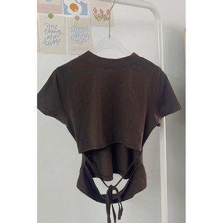 Áo thun croptop hở lưng cột dây(50-80kg)