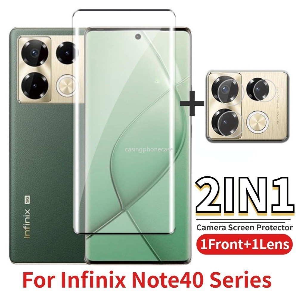 Infinix Note 40 Pro Plus Pro + 40Pro + Note40 Note40Pro + 4G 5G 2024 Bảo vệ màn hình máy ảnh Kính cường lực cong 3D Phim ống kính phía trước Full Cover Siêu mỏng Trong suốt