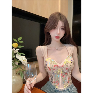 Áo yếm cổ chữ V thêu ren gợi cảm mùa hè