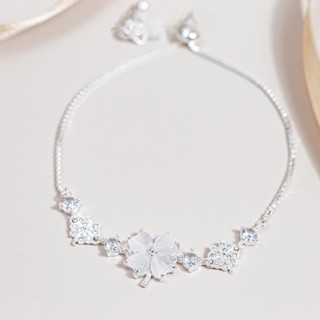 Vòng tay cỏ bốn lá Vòng tay nữ dây rút cỏ bốn lá cỏ bốn lá vòng cổ hoa mắt mèo