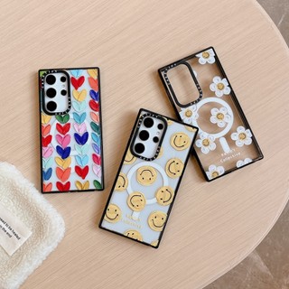 Tranh Sơn Dầu Trái Tim Hoa Cười Biểu Tượng Cảm Xúc Từ Tính Cứng Trong Suốt Casetify Ốp Lưng Điện Thoại Samsung Galaxy S22 S23 S24 S25 Ultra Plus +
