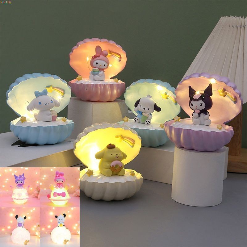 Kawaii Sanrio Đèn Ngủ Anime Hoạt Hình Hello Kitty Kuromi Cinnamoroll Giai Điệu Led Phát Sáng Đồ Trang Trí Phòng Ngủ Đèn Ngủ Bán