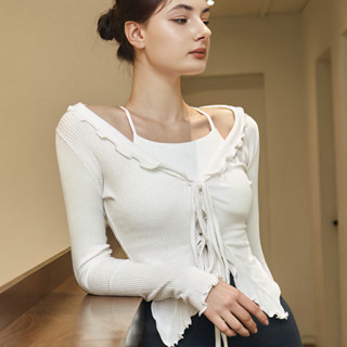 Mùa Thu Đông Ngọt Ngào Slim-fit Quần Áo Tập Yoga Áo Thể Hình Đuôi Cá Phong Cách Nấm Cạnh Nữ Dài Tay Khiêu Vũ Pilate