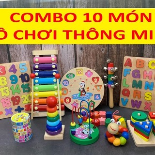 COMBO 10 MÓN ĐỒ CHƠI XẾP GỖ THÔNG MINH CHO BÉ