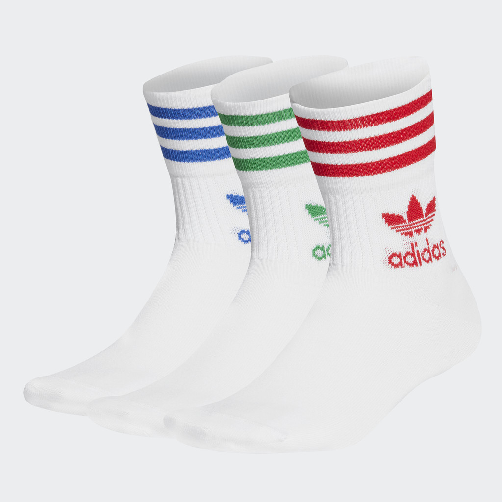 adidas Phong cách sống Bộ 3 đôi tất cổ trung Unisex trắng GG1015