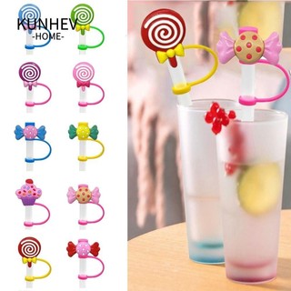 Kunhev ống hút cắm, có thể tái sử dụng chống bắn ống hút đầu có thể tái sử dụng, silicone dễ thương kín khí hoạt hình uống chống bụi nắp cốc phụ kiện