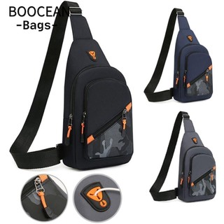 BOOCEAN Túi đeo chéo nam, Túi đeo chéo công suất lớn du lịch ngoài trời, Gói ngực cổng sạc USB Nylon