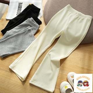 Quần legging co giãn quần legging trẻ em pit strip quần loe bé gái quần eo cao trung lớn trẻ em mùa xuân phong cách mùa hè quần áo trẻ em