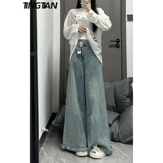 TINGTIAN quần ống rộng quần nữ jean Fashion Minimalist INS Casual WNK2420CPN 9Z240301