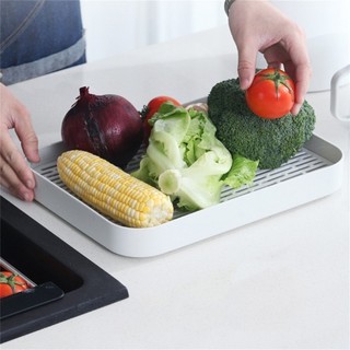 【FEELING 】Double Layer Drainer Tray Detachable Dish Rack Tea Draining Tray for Cup Fruit