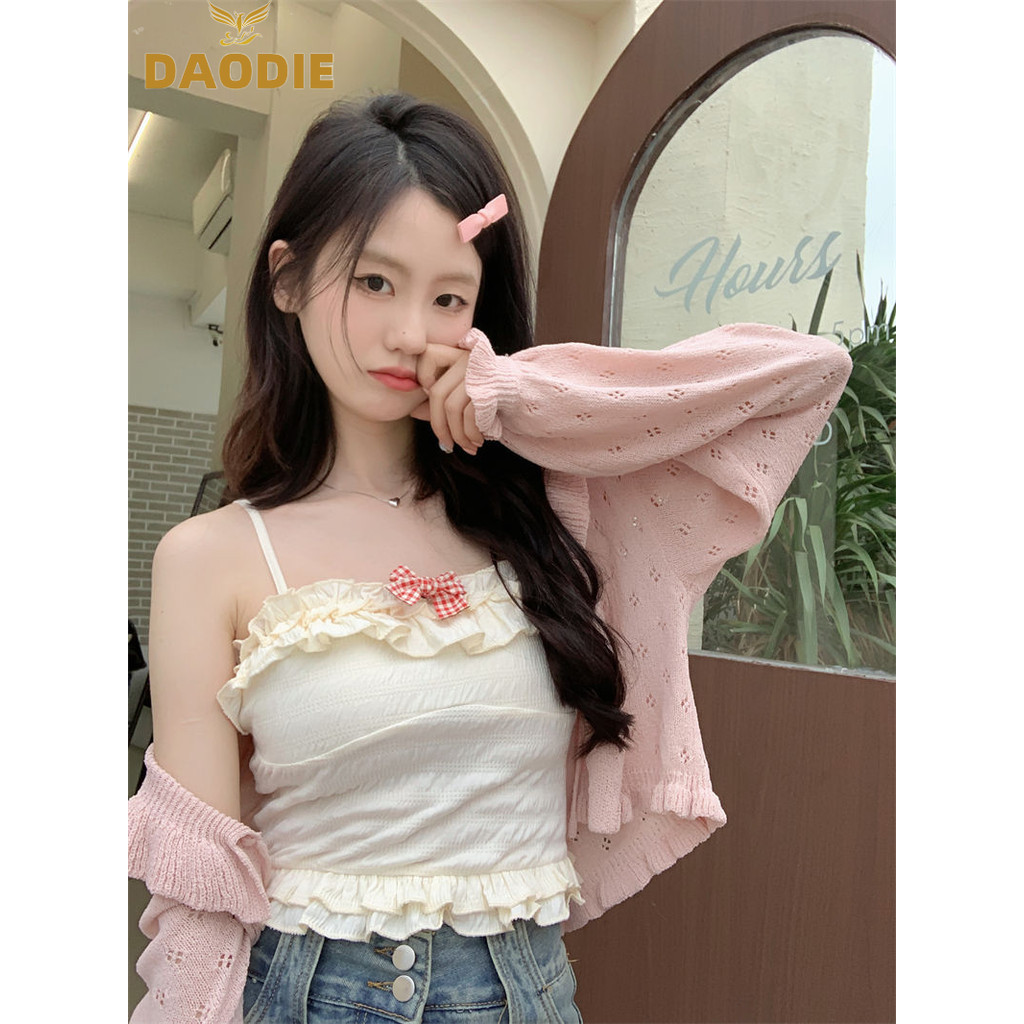 DAODIE áo croptop Áo 2 dây áo ba lỗ Thời trang hàn quốc chic tráng lệ Phong cách cổ điển WBX24301UB 10Z240304 | BigBuy360 - bigbuy360.vn