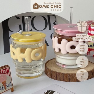 Ly thủy tinh HOHO uống nước dễ thương, dùng làm ly cặp siêu cute, decor, đựng sinh tố, mang đi làm được | HOME CHIC CORN