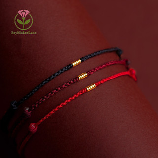 [Saymakerlace] Hạt màu vàng thủ công thời trang Dây đỏ Vòng tay may mắn tốt Vòng tay quyến rũ có thể điều chỉnh dành cho nữ Quà tặng dành cho người yêu thích