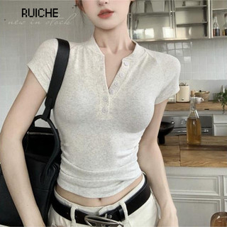RUICHE áo phông áo thun nữ croptop baby tee Fashion Popular Cute Vintage WTX2430NPH 13Z240327