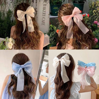 Aijolen Lưới Lớn Nơ Ruy Băng Tóc Ngọt Ngào Cô Gái Đầu Lưng Thìa Mùa Xuân Kẹp Nữ Phụ Kiện Tóc