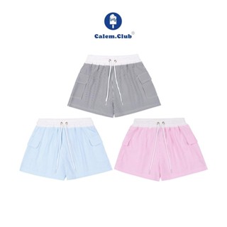 Calem Club - Quần Short kate nữ họa tiết kẻ sọc lưng chun dây rút form cạp thấp