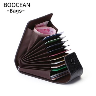 BOOCEAN Ví đựng thẻ Mini nam, Túi đựng thẻ chống trộm bằng da, Nhiều khe màu trơn Ví đựng tiền xu Ví đựng thẻ Organ