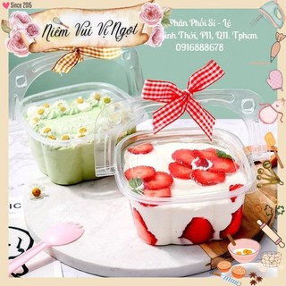 50 HỘP ~ Hộp Nhựa Hình Giỏ Hoa Quai Xách Đựng Bánh Tiramisu, Cheesecake, Trái Cây, Chè vv... HY091