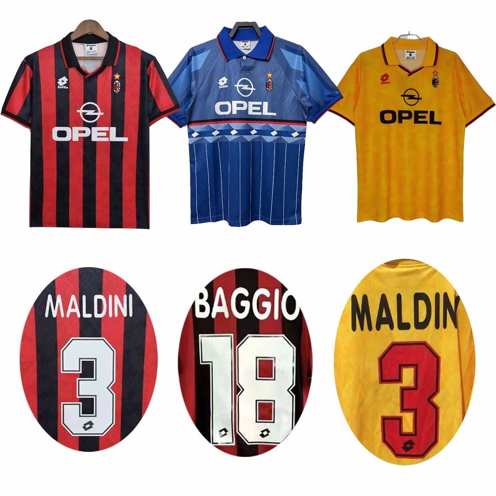 Retro Issue 95 96 AC milan Maldini Baggio áo bóng đá Man áo bóng đá