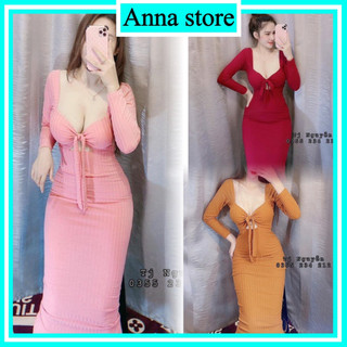 Đầm Body Tay Dài  Cổ tim xoắn ngực Phong Cách Sexy Sang Chảnh M948