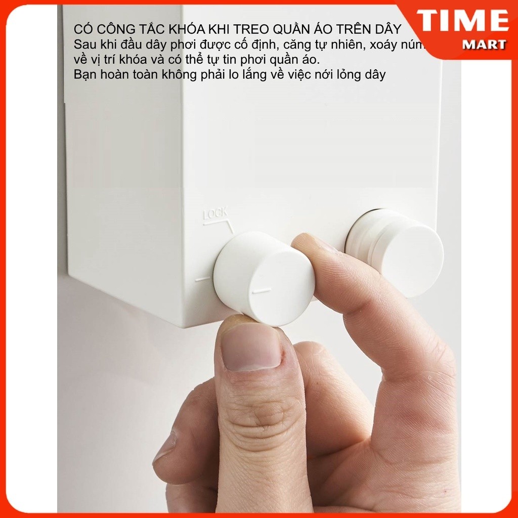 Dây phơi thép thông minh tự rút có khóa, dán tường tiện lợi