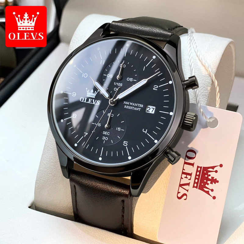 Đồng hồ thương hiệu Olevs 2880 Đồng hồ Chronograph đa chức năng Đồng hồ nam dạ quang chống nước Đồng hồ nam