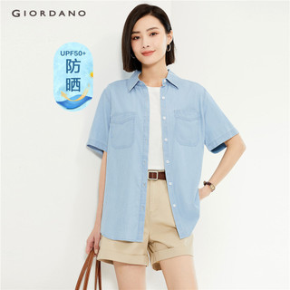 GIORDANO WOMEN Ice Cooling UPF50+ lightweight denim shirt 05344463