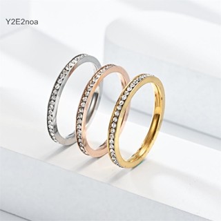 Y2e2noa Thời Trang Đơn Giản Đẹp Nhẫn Kim Cương Kẻ Sọc Nhẫn Thép Không Gỉ Sáng Bóng Cho Nữ Ánh Sáng Sang Trọng Cặp Đôi Nhẫn HOT