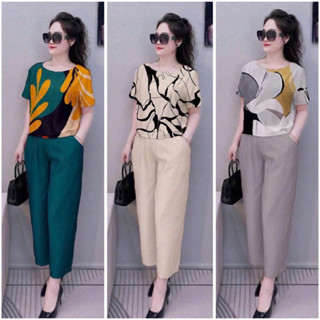 Set Đồ Trung Niên, Bộ Nữ Mặc Nhà, Bộ Đồ Ngắn Tay, Áo Cổ Tròn, Mã MH4 _ Hascoo .