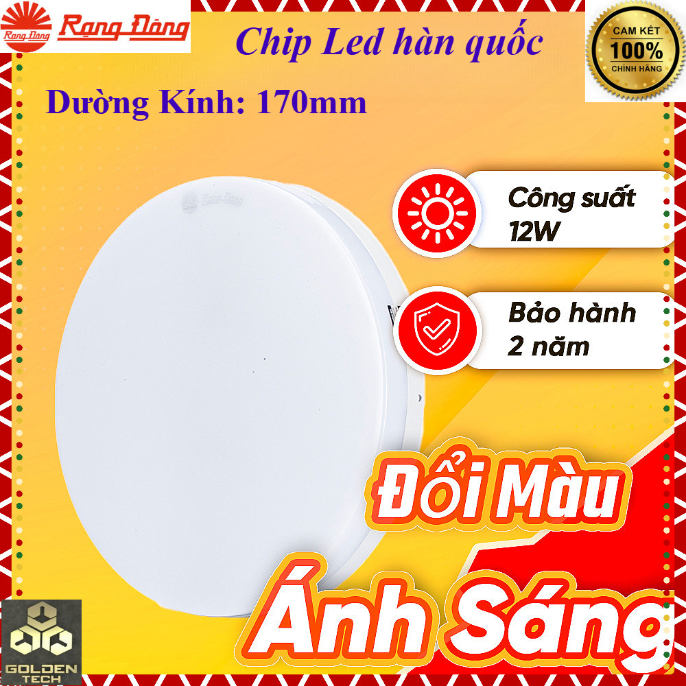 (Chính hãng) Đèn Led Ốp nổi trần Tròn 12W Đổi 3 màu Rạng Đông -Đường kính 170mm -Model LN12N ĐM