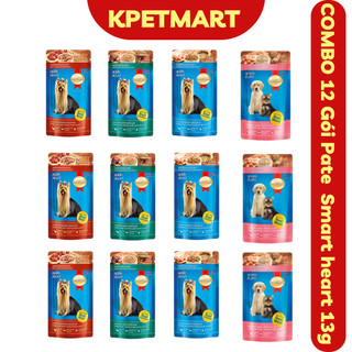  Combo 12 gói Pate Cho Chó Smart Heart Túi 130g - Thức Ăn Ướt Dinh Dưỡng Dạng Xốt Cho Chó SMARTHEART - KPETMART 